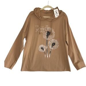 MODA LUCIDO Hoodie Women L Italian Crystal Embroidered Fairy Boho Retro Y2K NWT